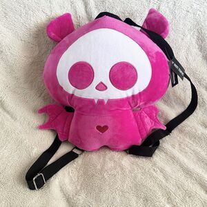 Hot Topic Skelanimals Pink Diego Bat Skeleton Backpack Large Plush Tags